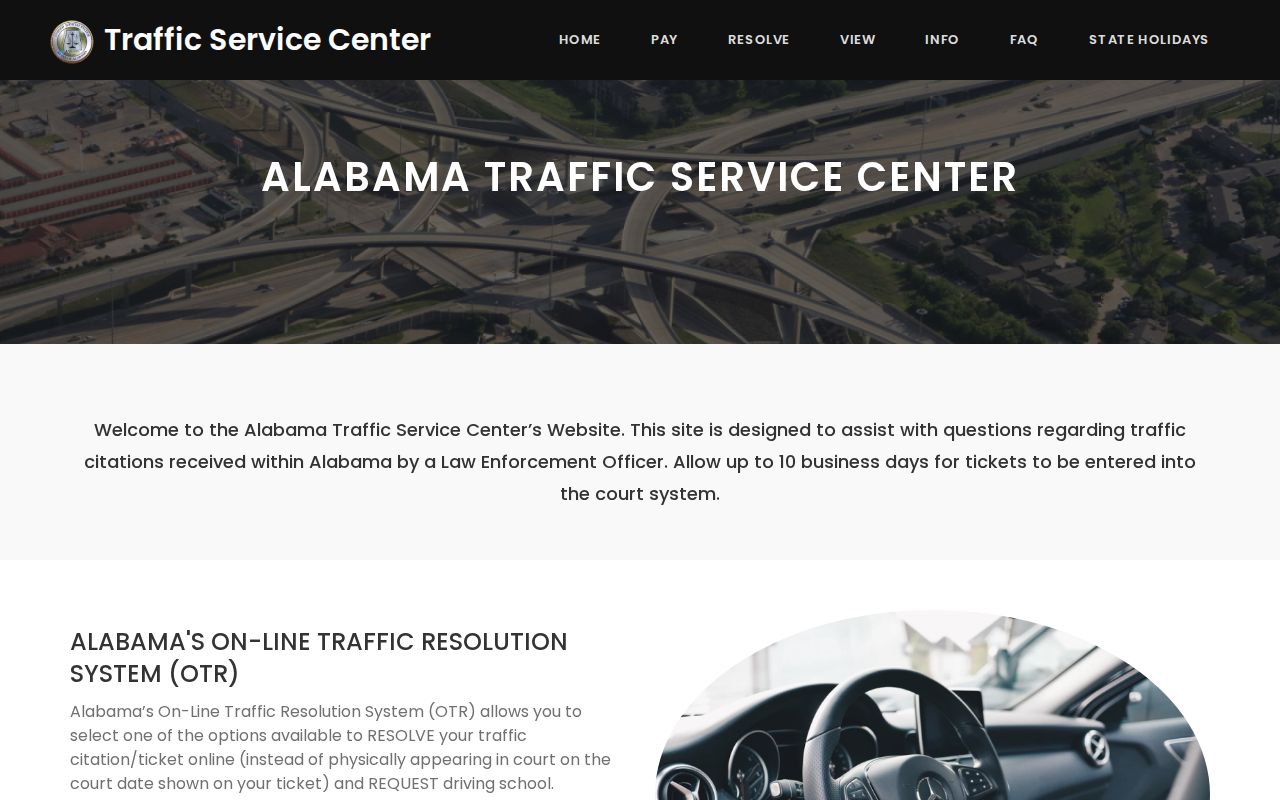 Alabama Traffic Service Center for Baldwin County traffic warrant case routing