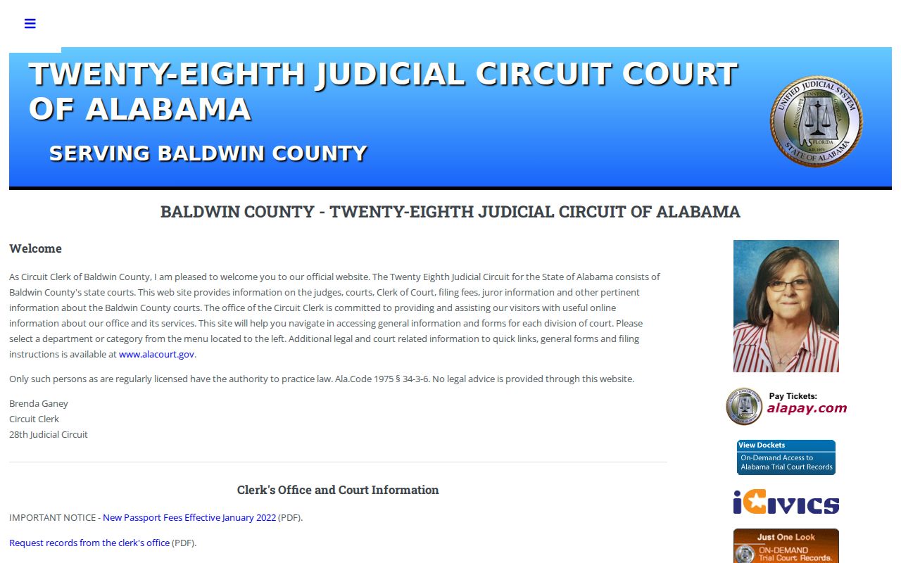 Baldwin County Circuit Clerk site for state warrant cases