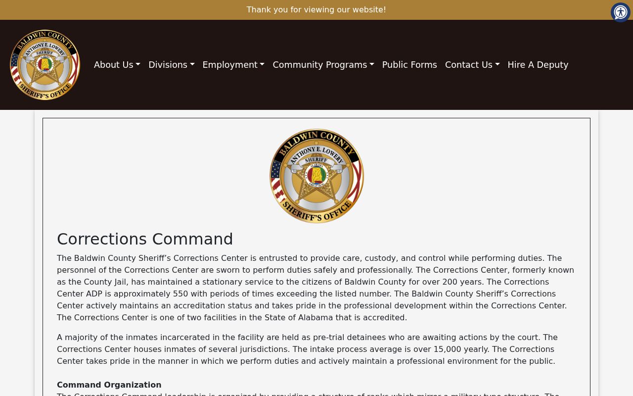 Baldwin County Corrections Center municipal warrant confirmation context