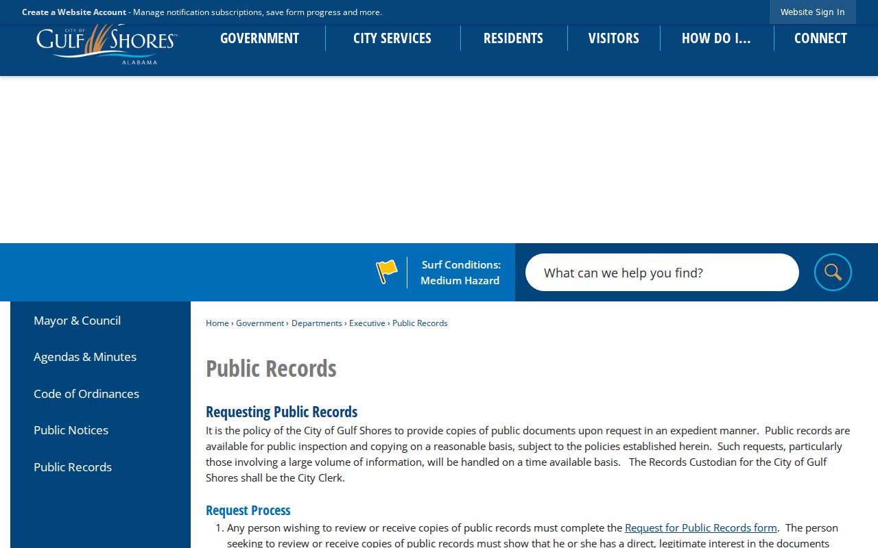 Gulf Shores public records route for specific warrant-related documents