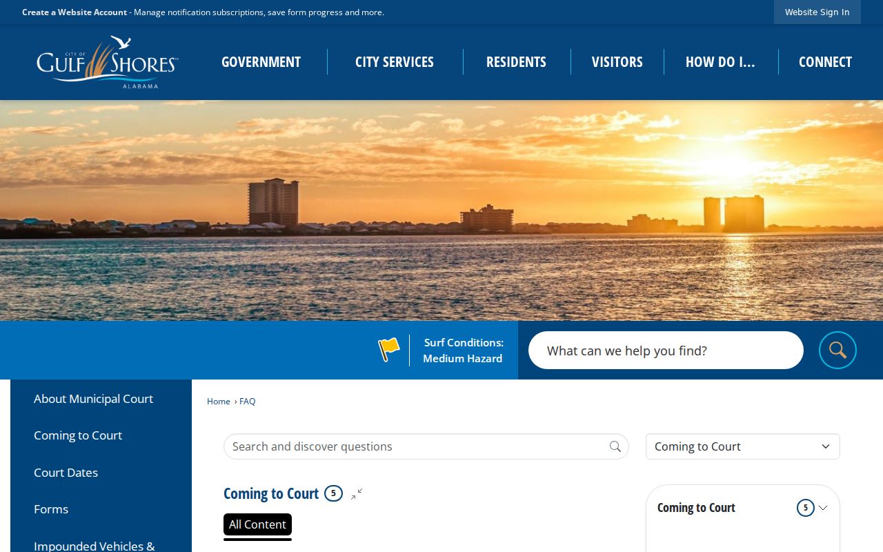 Gulf Shores warrant surrender bond and court date instructions