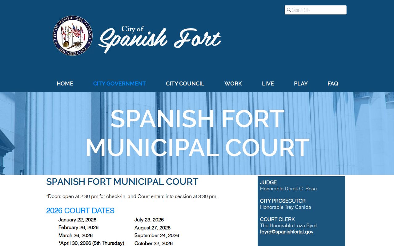 Spanish Fort Municipal Court warrant and clerk information