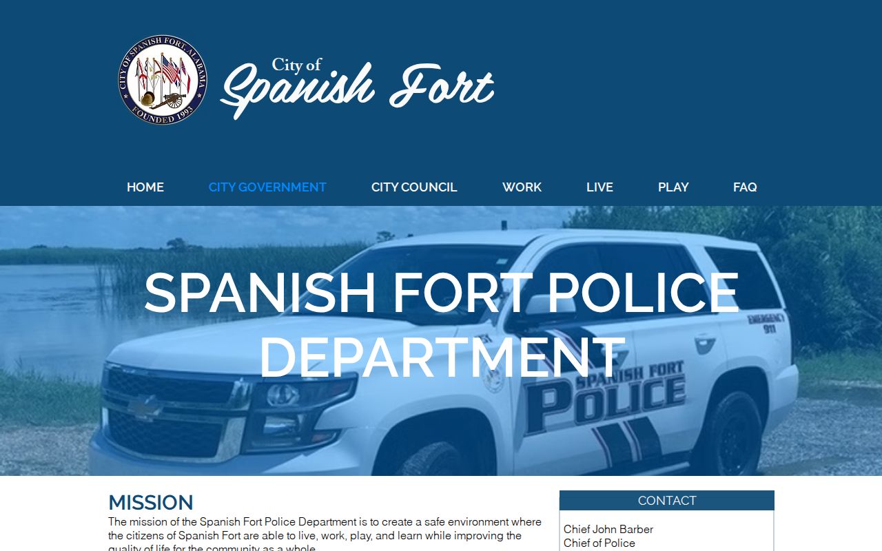 Spanish Fort Police warrant routing and contact page